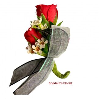 Red Rose Piggy Back Boutonniere with tucks