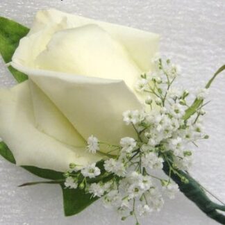 Single White Rose Boutonniere