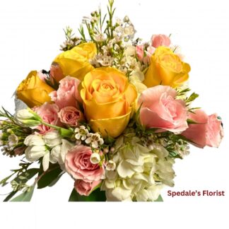 Pink white and yellow Nosegay