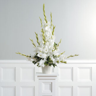 White Gladiolus Pedestal Arrangement