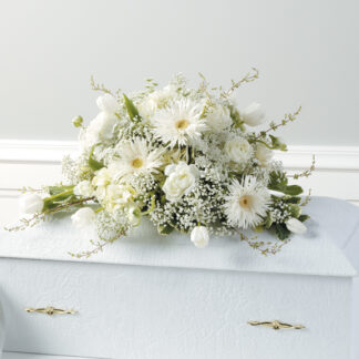Little Prayers small white casket spray