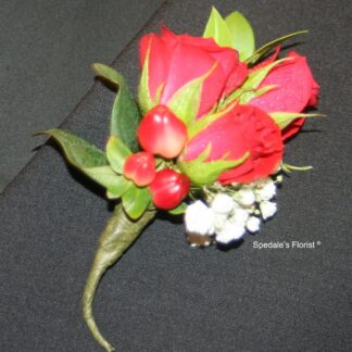 3 Red Rose Ornate Boutonniere