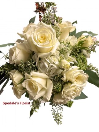 White Premium Nosegay <br><span class="local-delivery-disclaimer" style="text-decoration: none; font-size: 0.5em; color: #FF0000;">• Local Delivery Only</span>