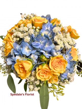 Blue and Yellow Nosegay <br><span class="local-delivery-disclaimer" style="text-decoration: none; font-size: 0.5em; color: #FF0000;">• Local Delivery Only</span>
