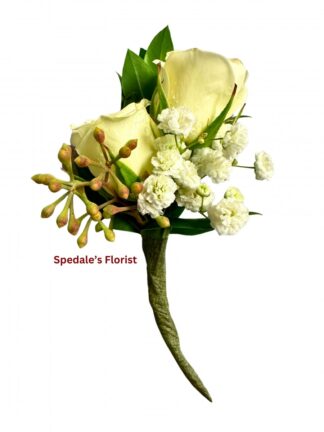 Premium White Piggy Back Boutonniere <br><span class="local-delivery-disclaimer" style="text-decoration: none; font-size: 0.5em; color: #FF0000;">• Local Delivery Only</span>