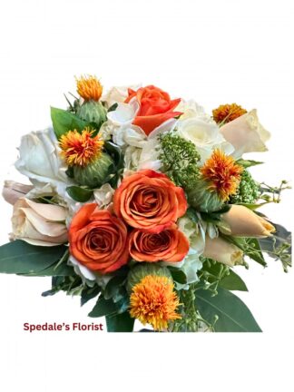 White with orange and cream Nosegay <br><span class="local-delivery-disclaimer" style="text-decoration: none; font-size: 0.5em; color: #FF0000;">• Local Delivery Only</span>